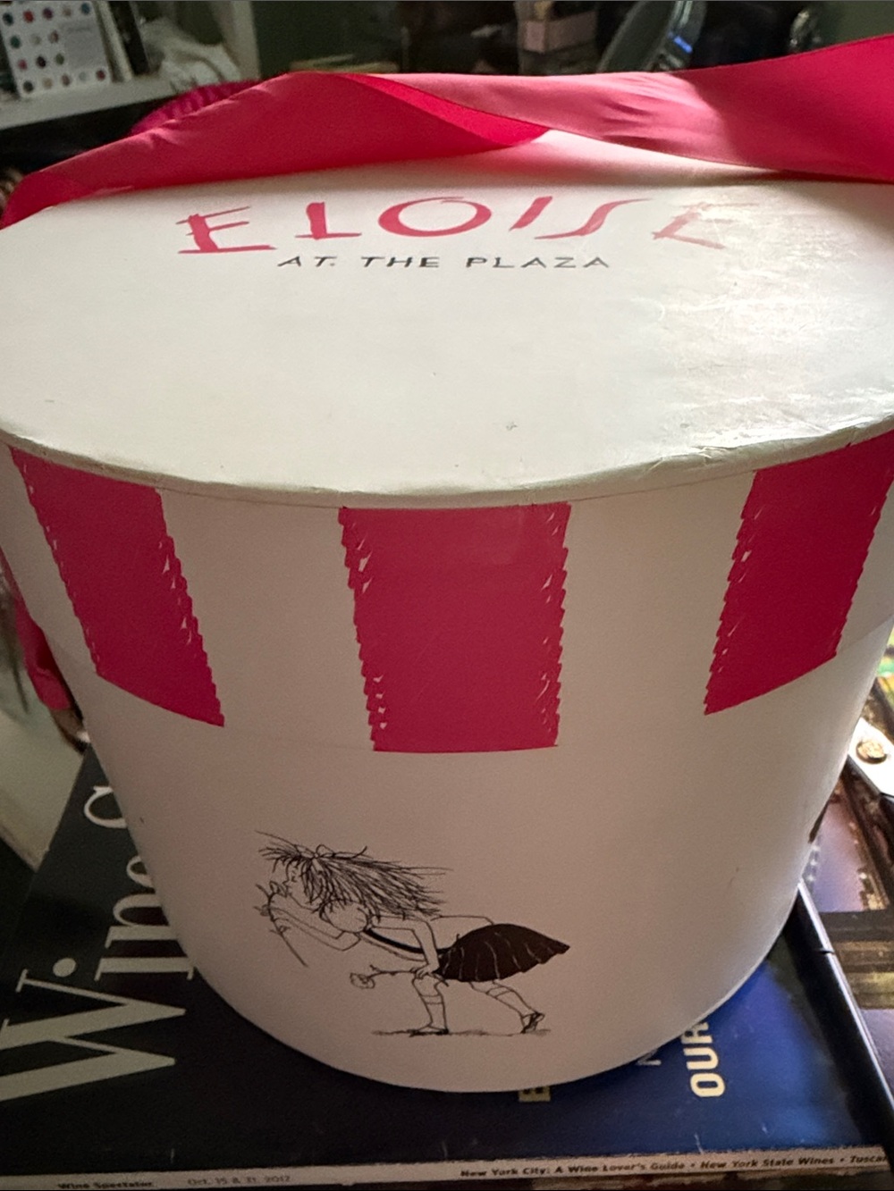Eloise At The Plaza Round Hat Box - Pink & White